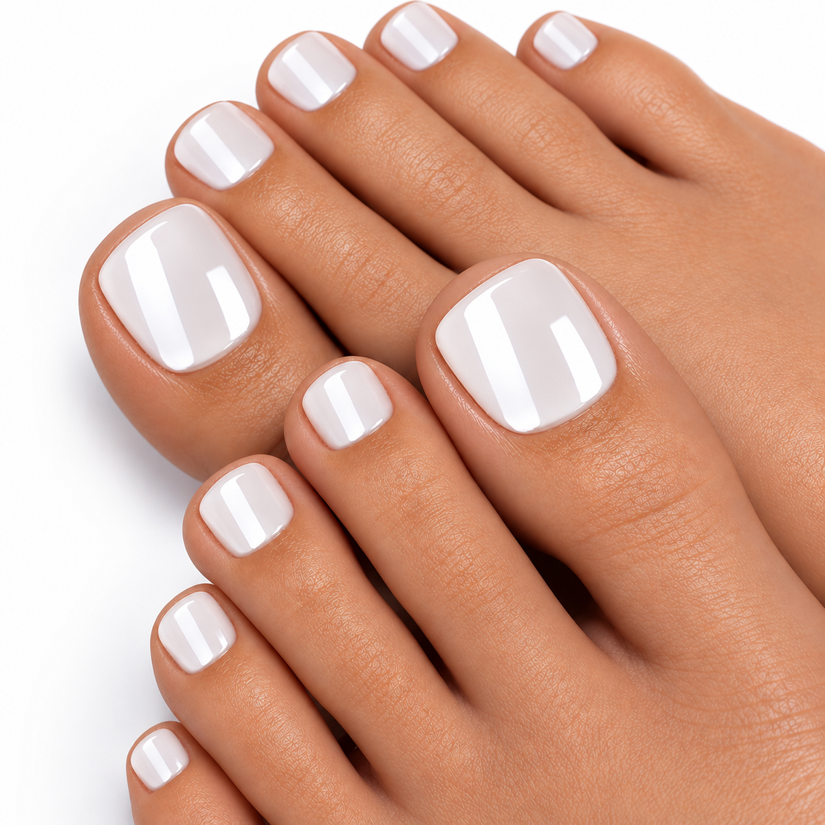 Pearl White Glossy Press-On Toenails