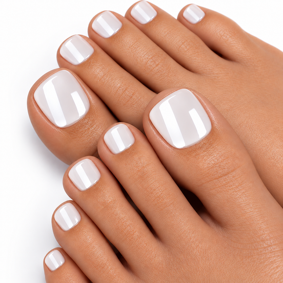 Pearl White Glossy Press-On Toenails