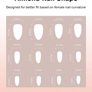 Nude Baby Blue French Tip Yellow Plumeria Flower Press-On Nails Size Chart