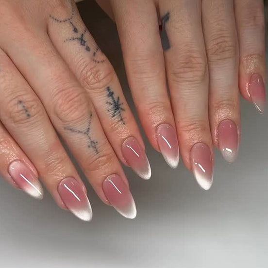 Blush Pink White Ombre French Tip Press-On Nails