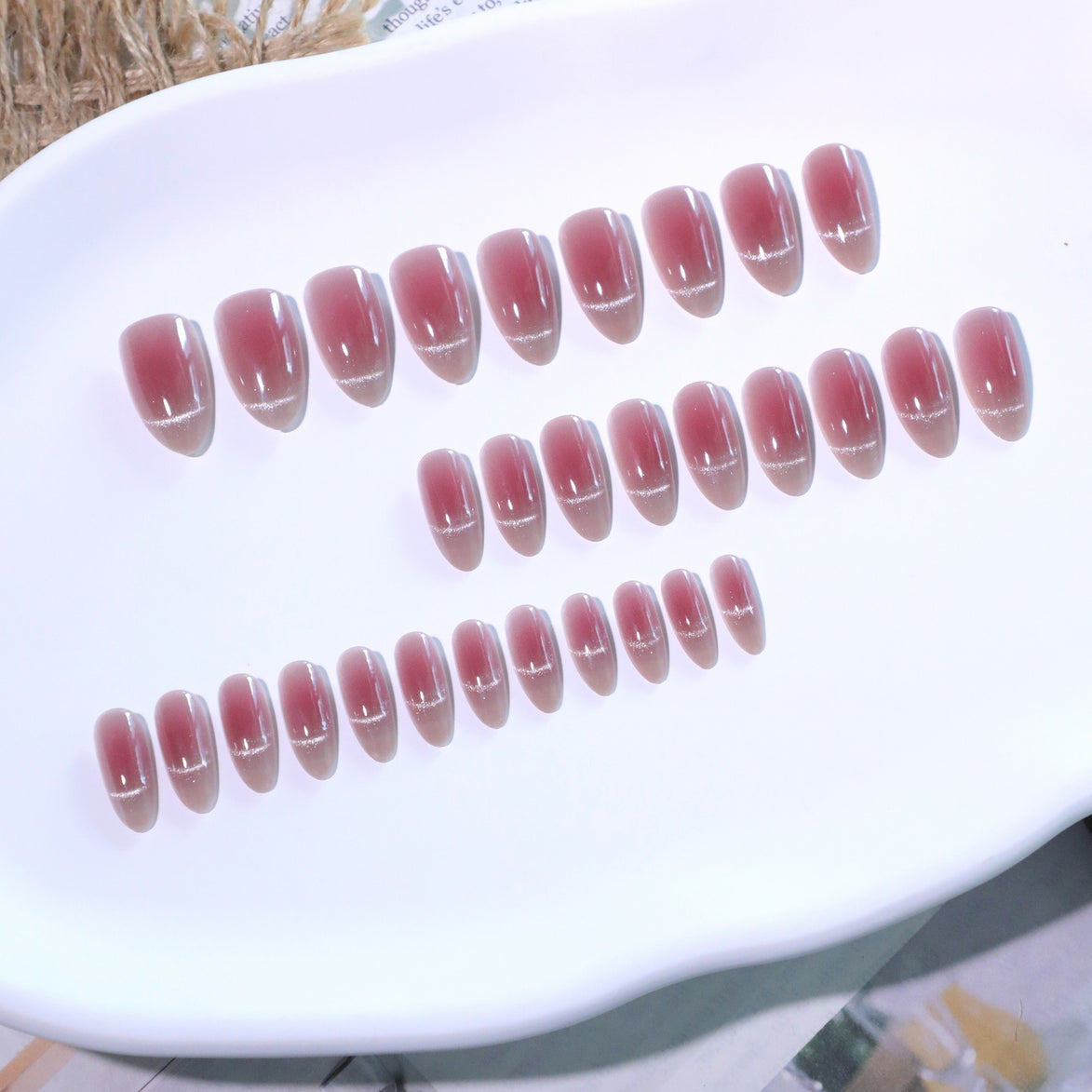 Blush Pink White Ombre French Tip Press-On Nails