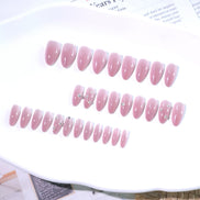 Dusty Pink Pearl Silver Crystal Press-On Nails