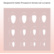 Rose Gold Chrome Press-On Nails Size Chart
