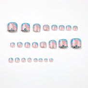 Sky Blue Cloud French Tip Press-On Toenails