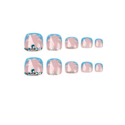 Sky Blue Cloud French Tip Press-On Toenails