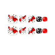 Red Bow Polka Dot Press-On Toenails