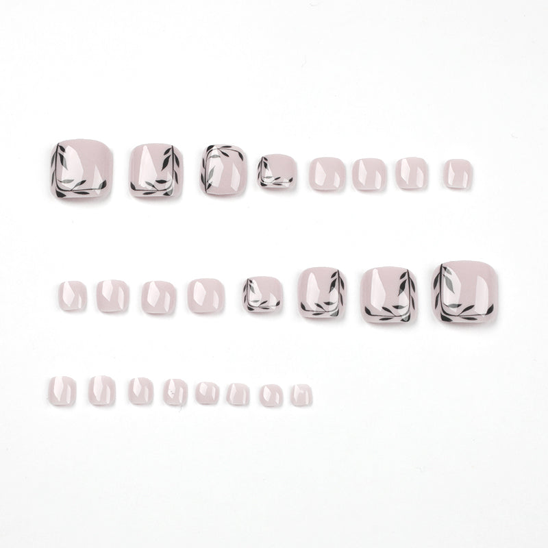Black Vine French Tip Press-On Toenails