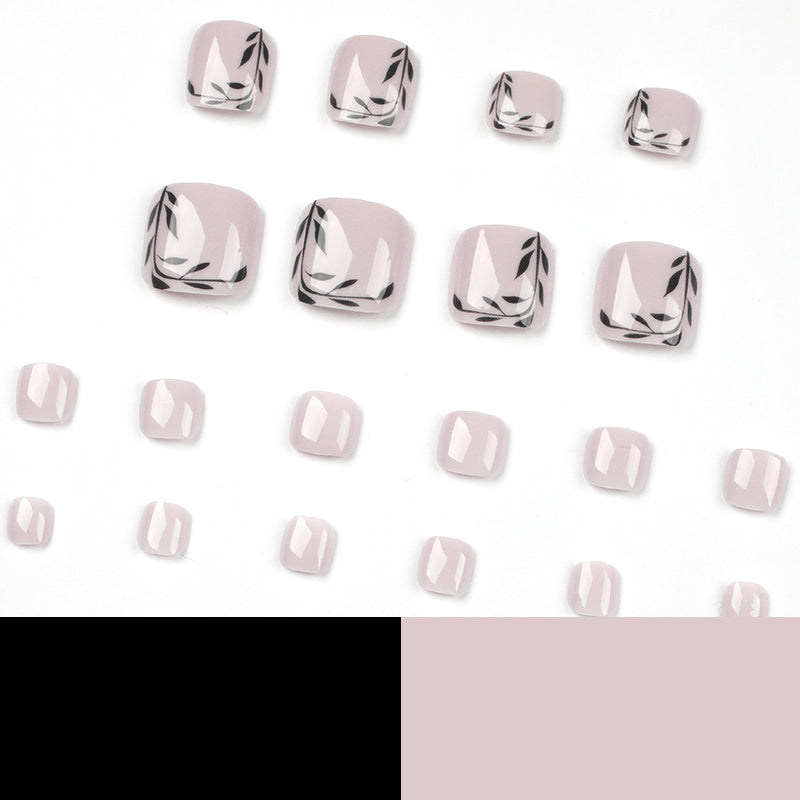 Black Vine French Tip Press-On Toenails