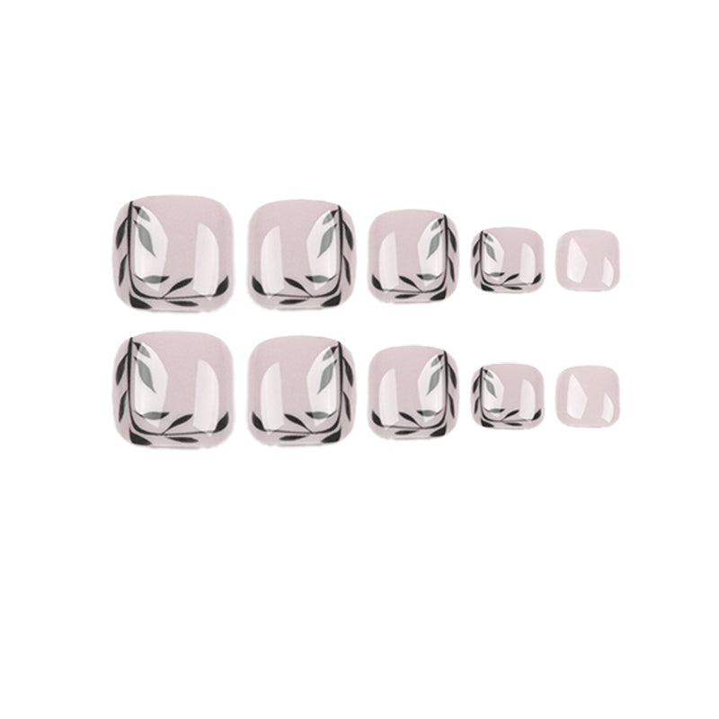 Black Vine French Tip Press-On Toenails