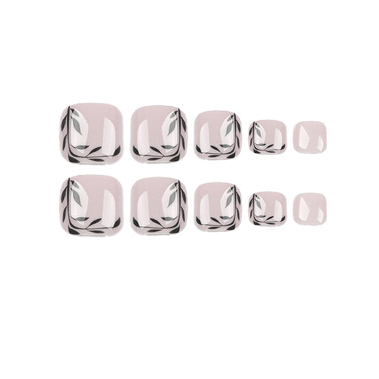Black Vine French Tip Press-On Toenails