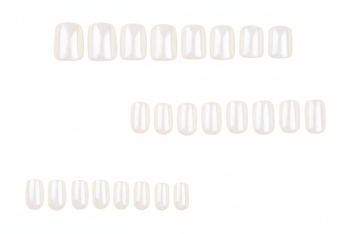 Sheer Milky White Pearl Gloss Short Press-On Nails