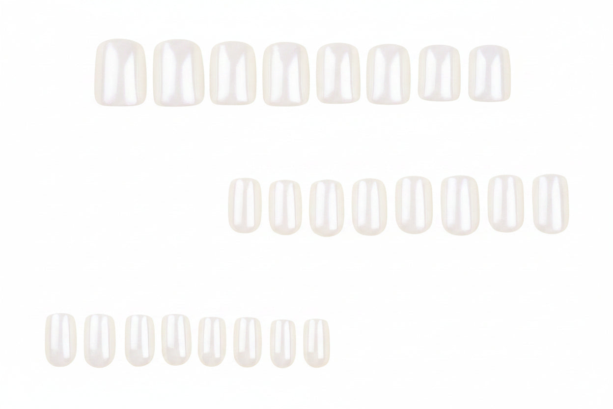 Sheer Milky White Pearl Gloss Short Press-On Nails