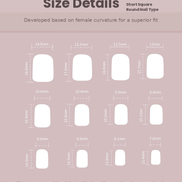 Sheer Milky White Pearl Gloss Short Press-On Nails Size Chart