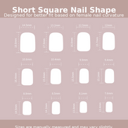 Soft Baby Pink Gloss Press-On Nails Size Chart