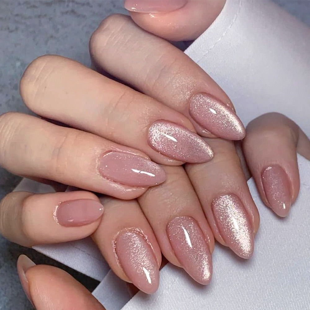Blush Rose Gold Shimmer Press-On Nails