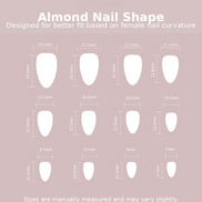 Blush Rose Gold Shimmer Press-On Nails Size Chart