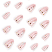 Baby Pink Butterfly Silver Glitter Gold Stripe Press-On Nails