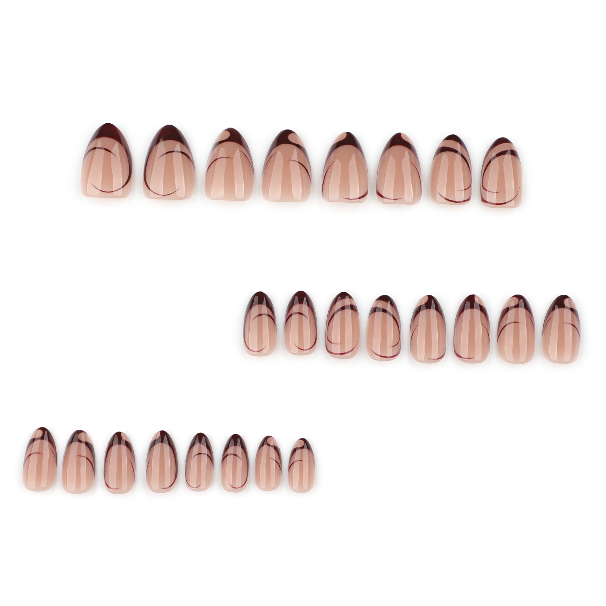 Nude Caramel Dark Brown French Tip Press-On Nails