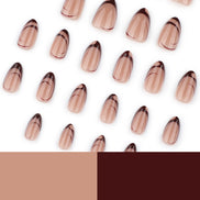 Nude Caramel Dark Brown French Tip Press-On Nails
