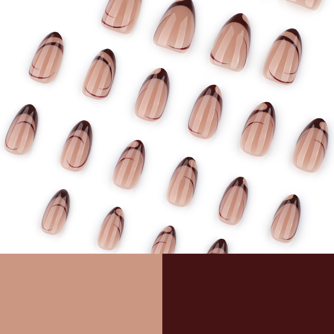 Nude Caramel Dark Brown French Tip Press-On Nails