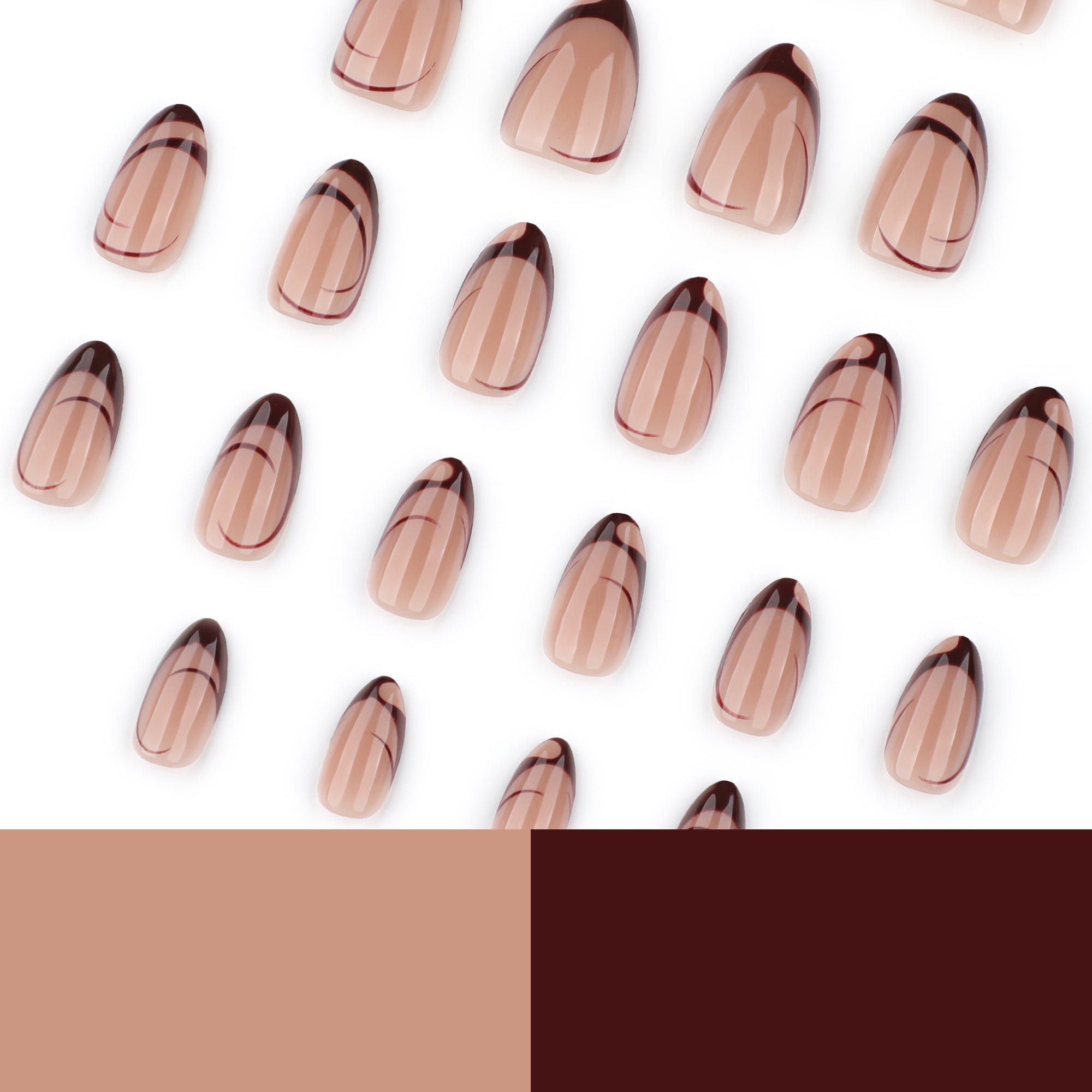 Nude Caramel Dark Brown French Tip Press-On Nails