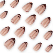 Nude Caramel Dark Brown French Tip Press-On Nails