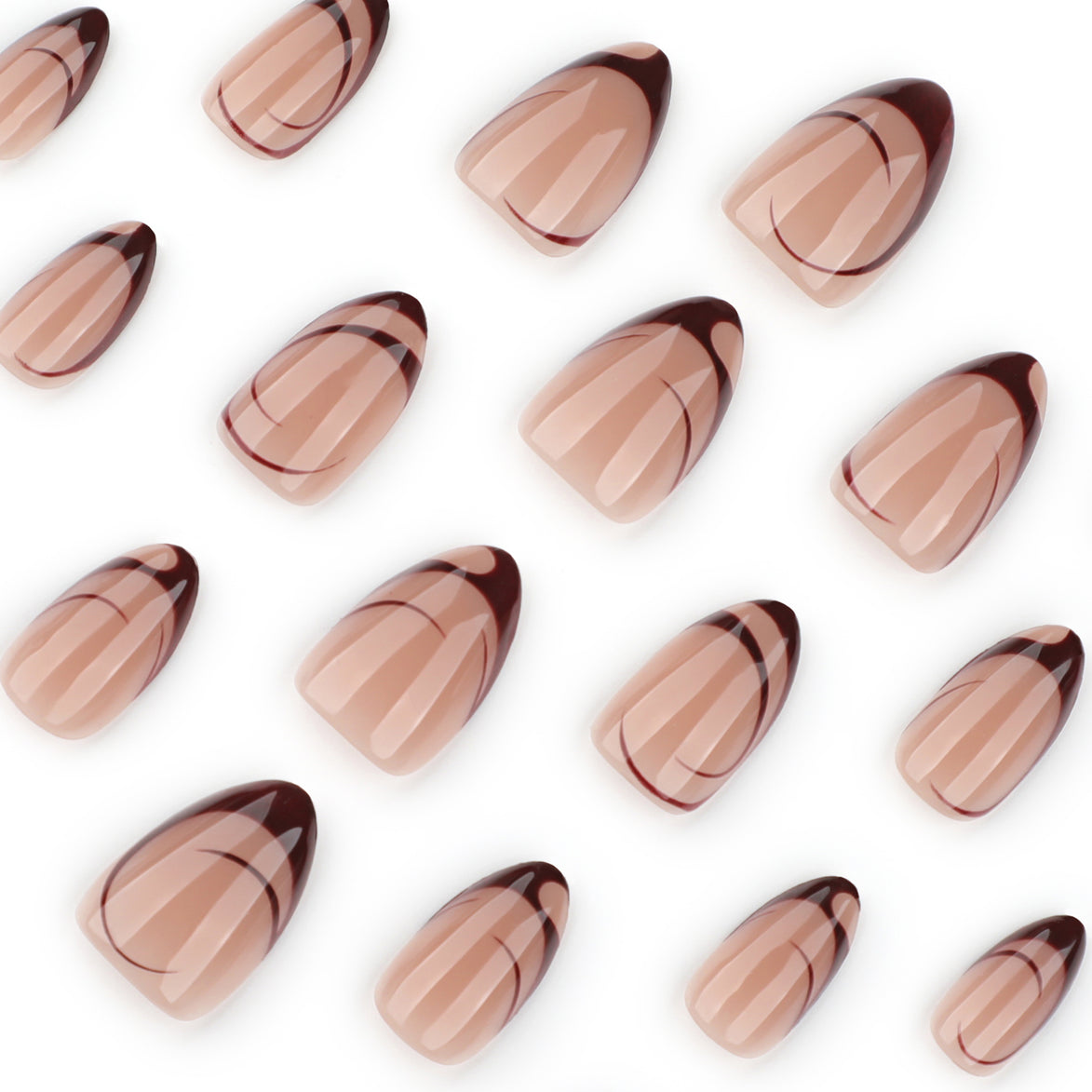 Nude Caramel Dark Brown French Tip Press-On Nails