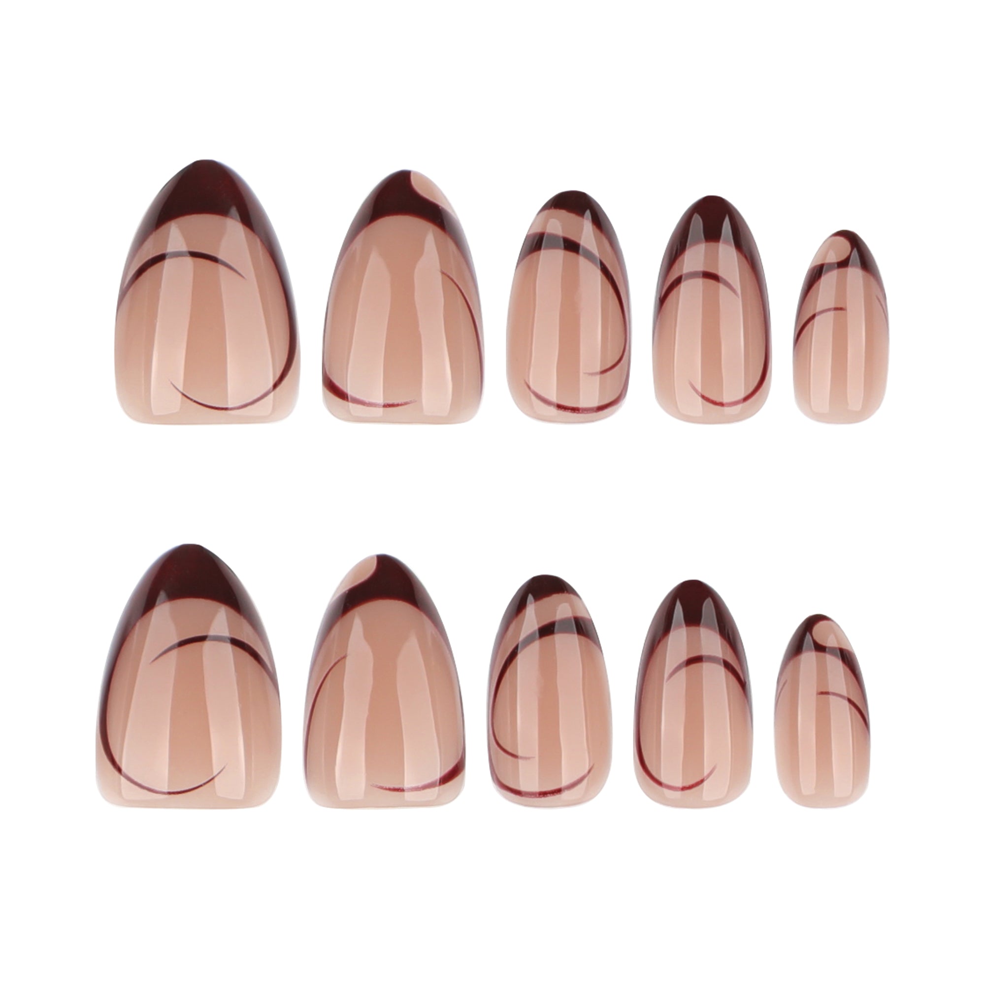 Nude Caramel Dark Brown French Tip Press-On Nails
