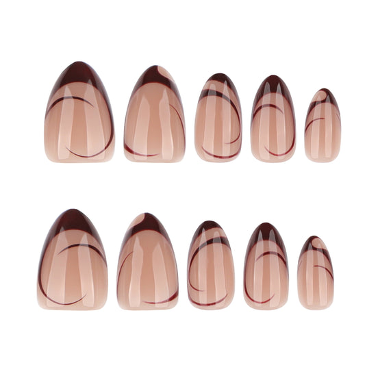 Nude Caramel Dark Brown French Tip Press-On Nails