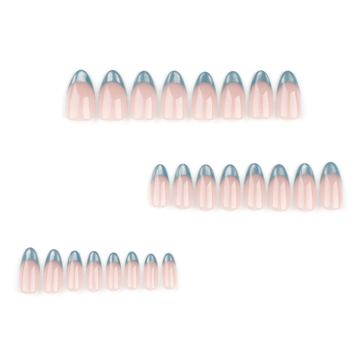 Teal Glitter French Tip Press-On Nails