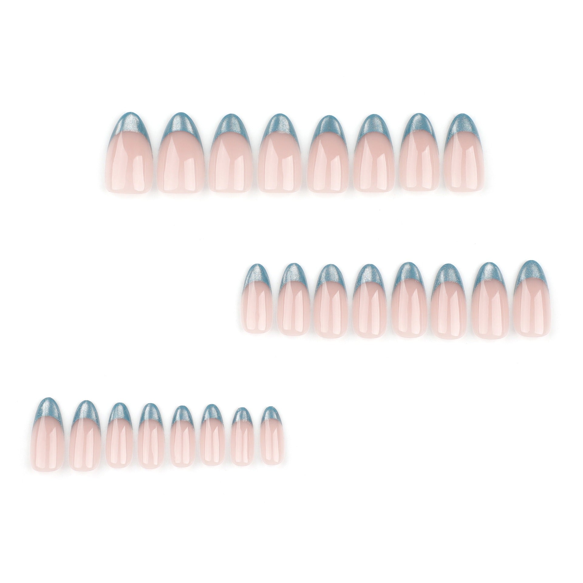 Teal Glitter French Tip Press-On Nails
