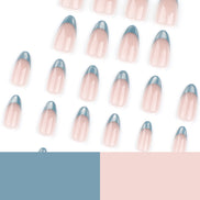 Teal Glitter French Tip Press-On Nails