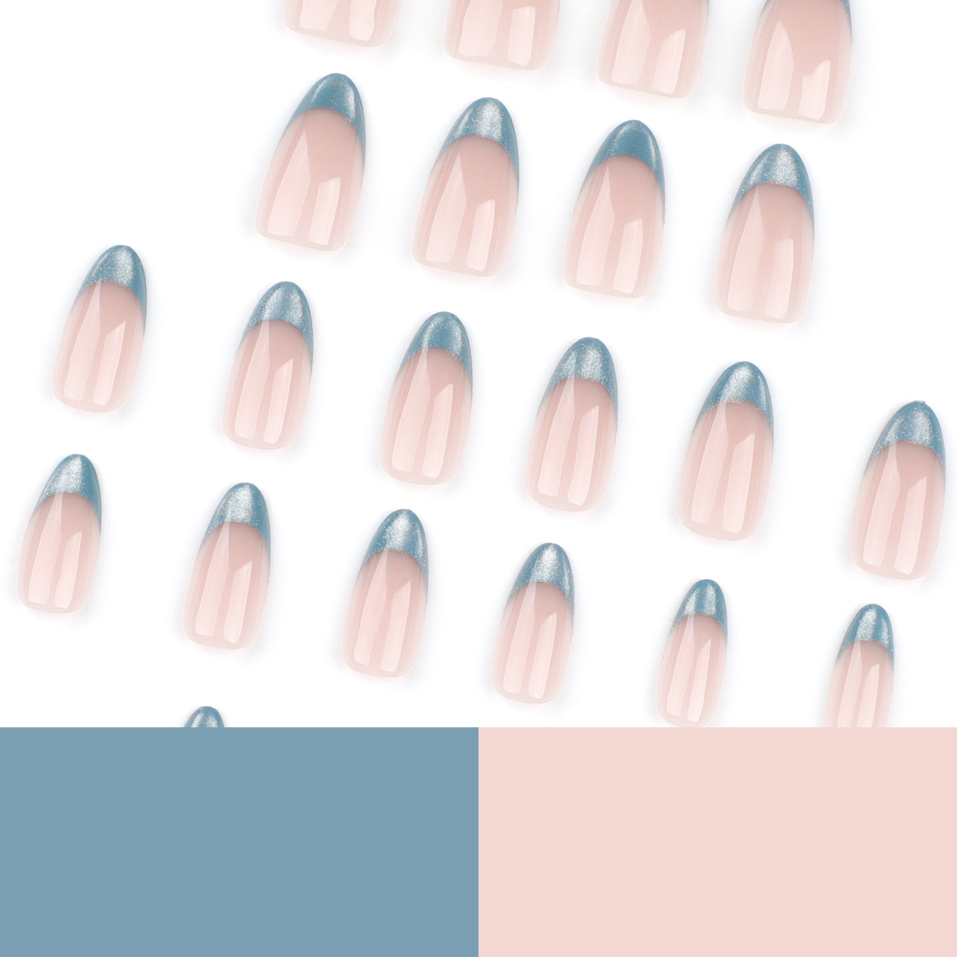 Teal Glitter French Tip Press-On Nails