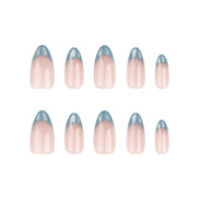 Teal Glitter French Tip Press-On Nails