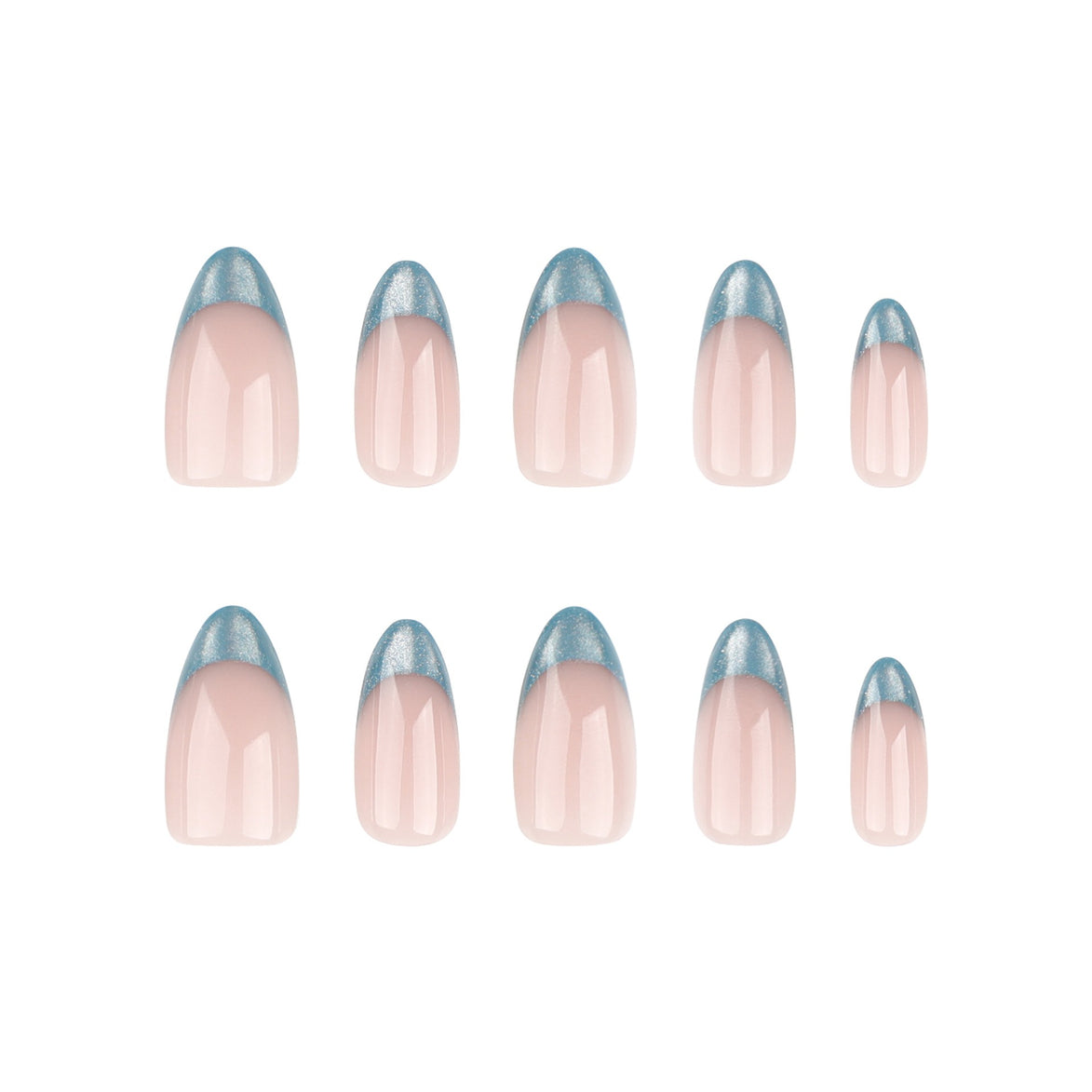 Teal Glitter French Tip Press-On Nails