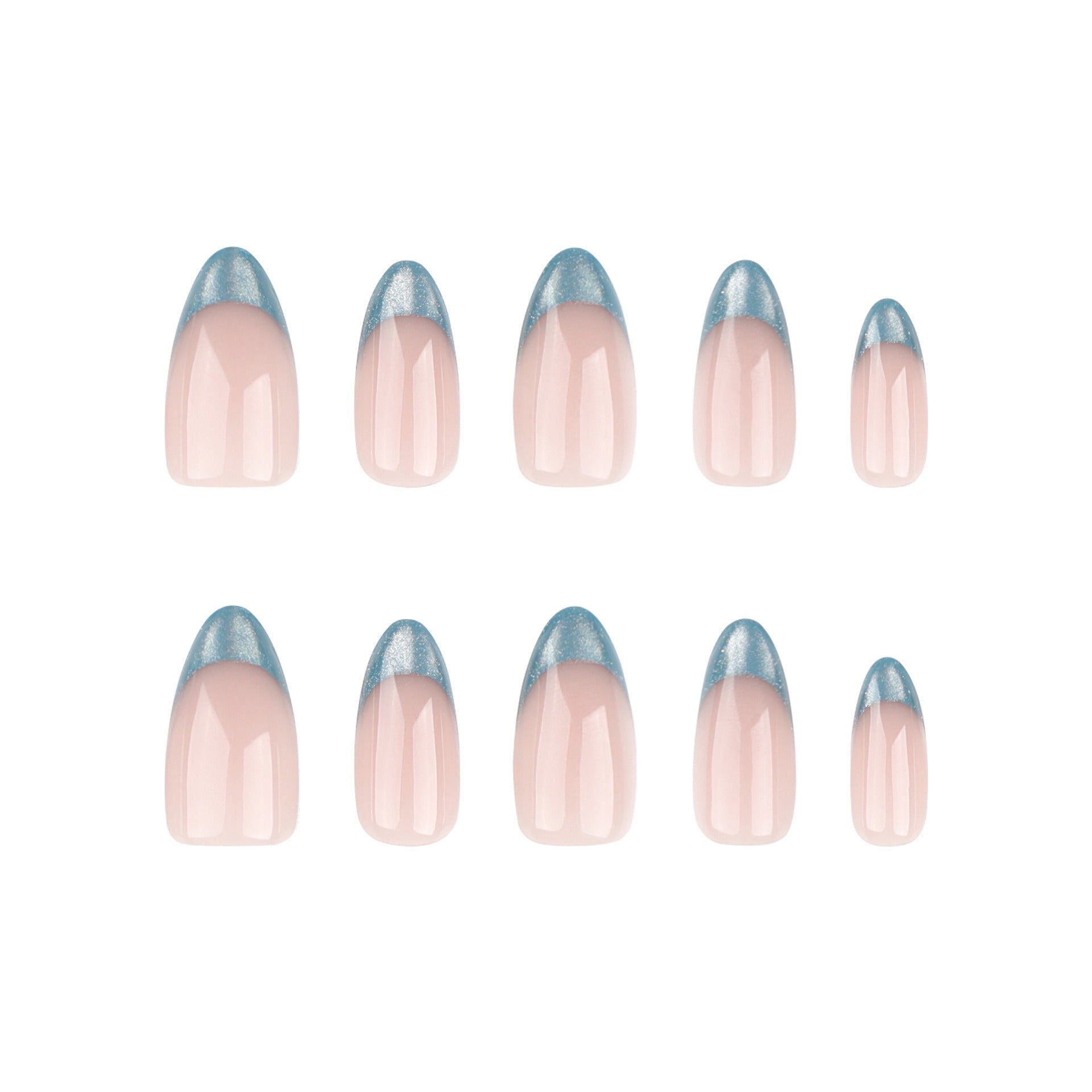 Teal Glitter French Tip Press-On Nails