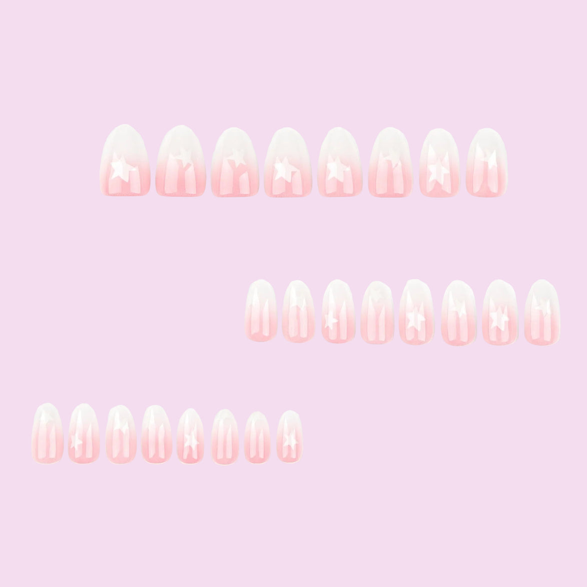 Sheer Nude White Ombre Star Press-On Nails