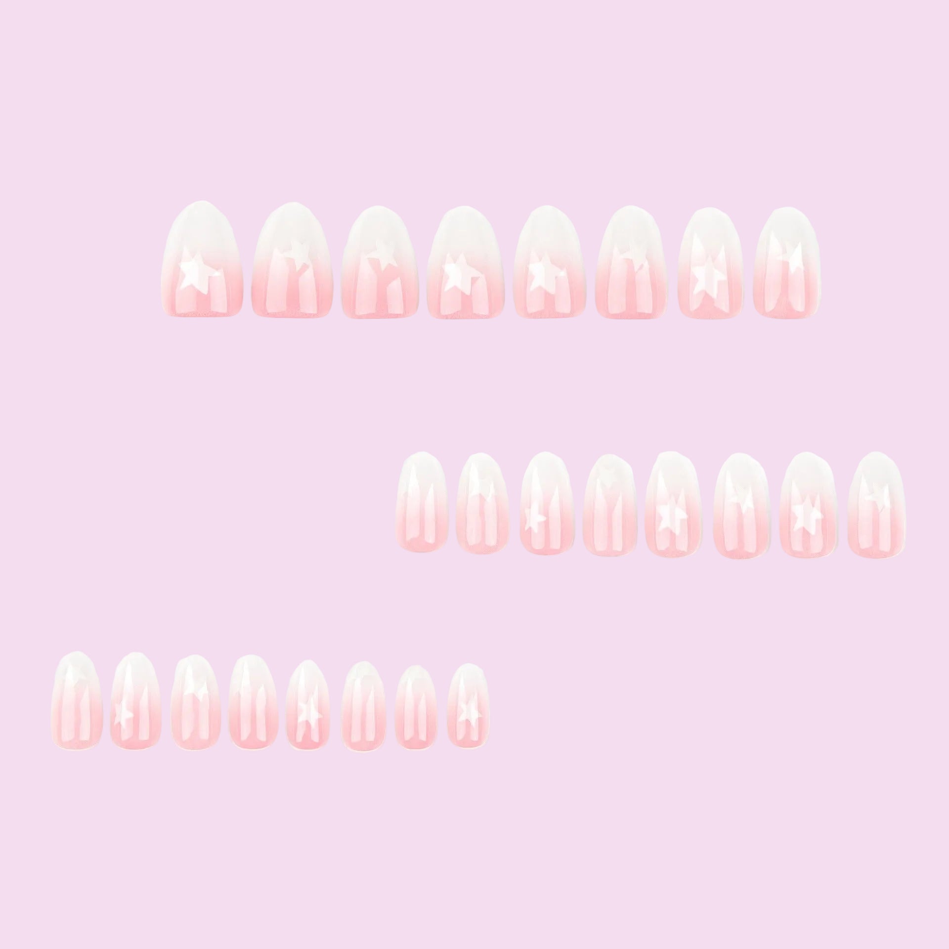 Sheer Nude White Ombre Star Press-On Nails