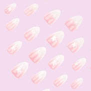 Sheer Nude White Ombre Star Press-On Nails