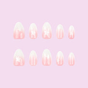 Sheer Nude White Ombre Star Press-On Nails
