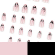 Nude White French Tip Black Coquette Bow Press-On Nails