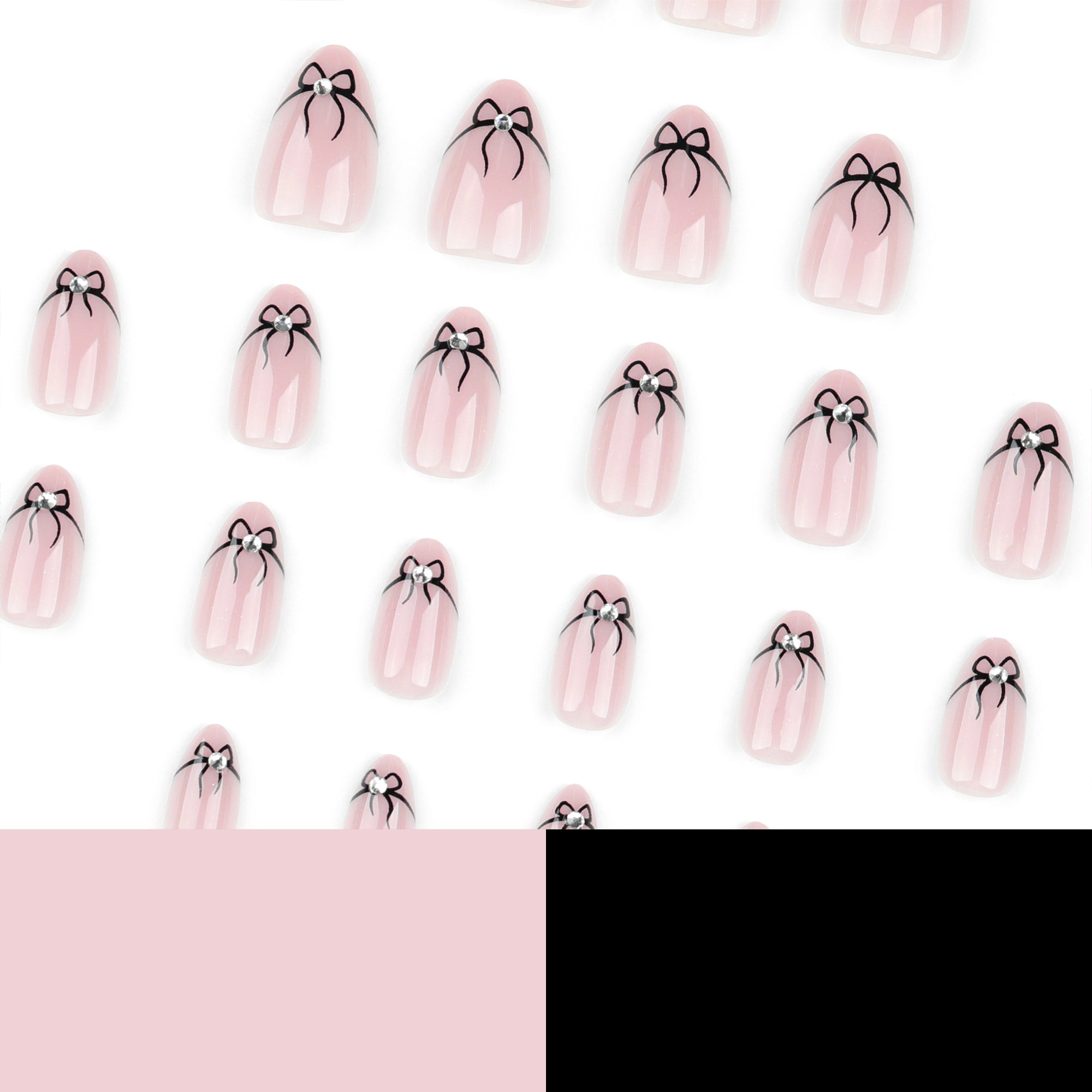 Nude White French Tip Black Coquette Bow Press-On Nails