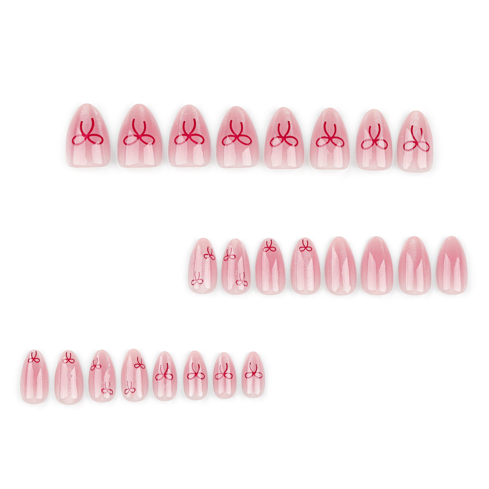 Pink Shimmer Red Coquette Bow Press-On Nails