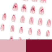Pink Shimmer Red Coquette Bow Press-On Nails