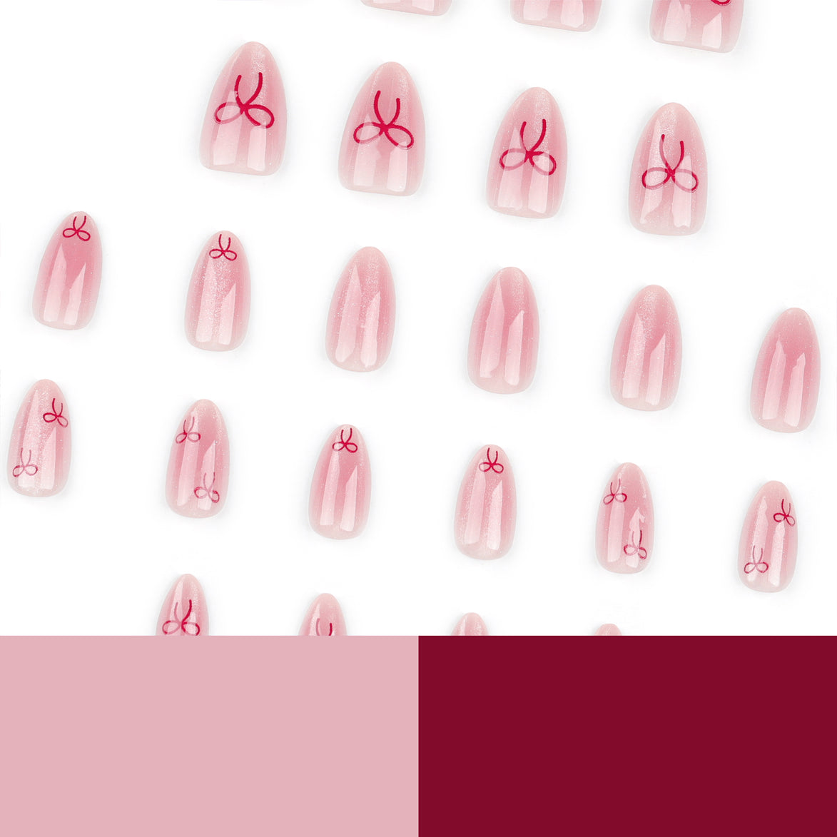 Pink Shimmer Red Coquette Bow Press-On Nails
