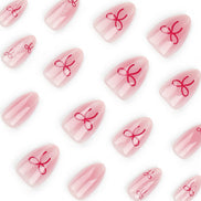 Pink Shimmer Red Coquette Bow Press-On Nails