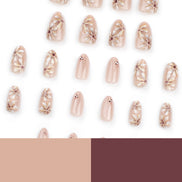Champagne Gold Daisy Floral Art Bead Press-On Nails