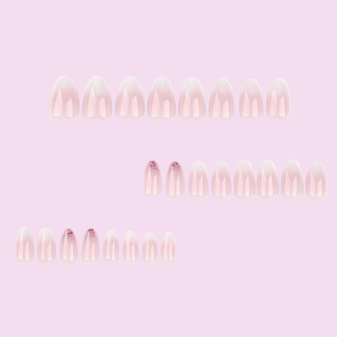 Nude Pink Ombre White Swirl Glitter Accent Press-On Nails