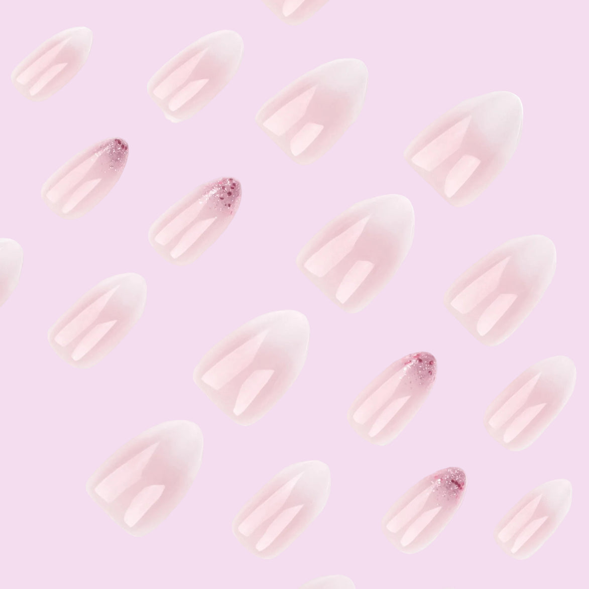 Nude Pink Ombre White Swirl Glitter Accent Press-On Nails
