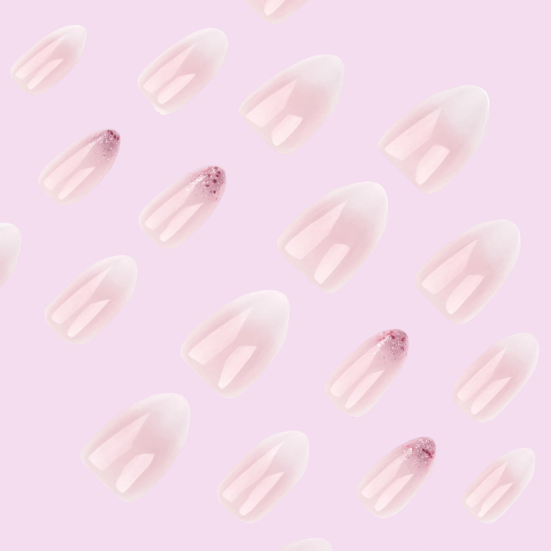Nude Pink Ombre White Swirl Glitter Accent Press-On Nails
